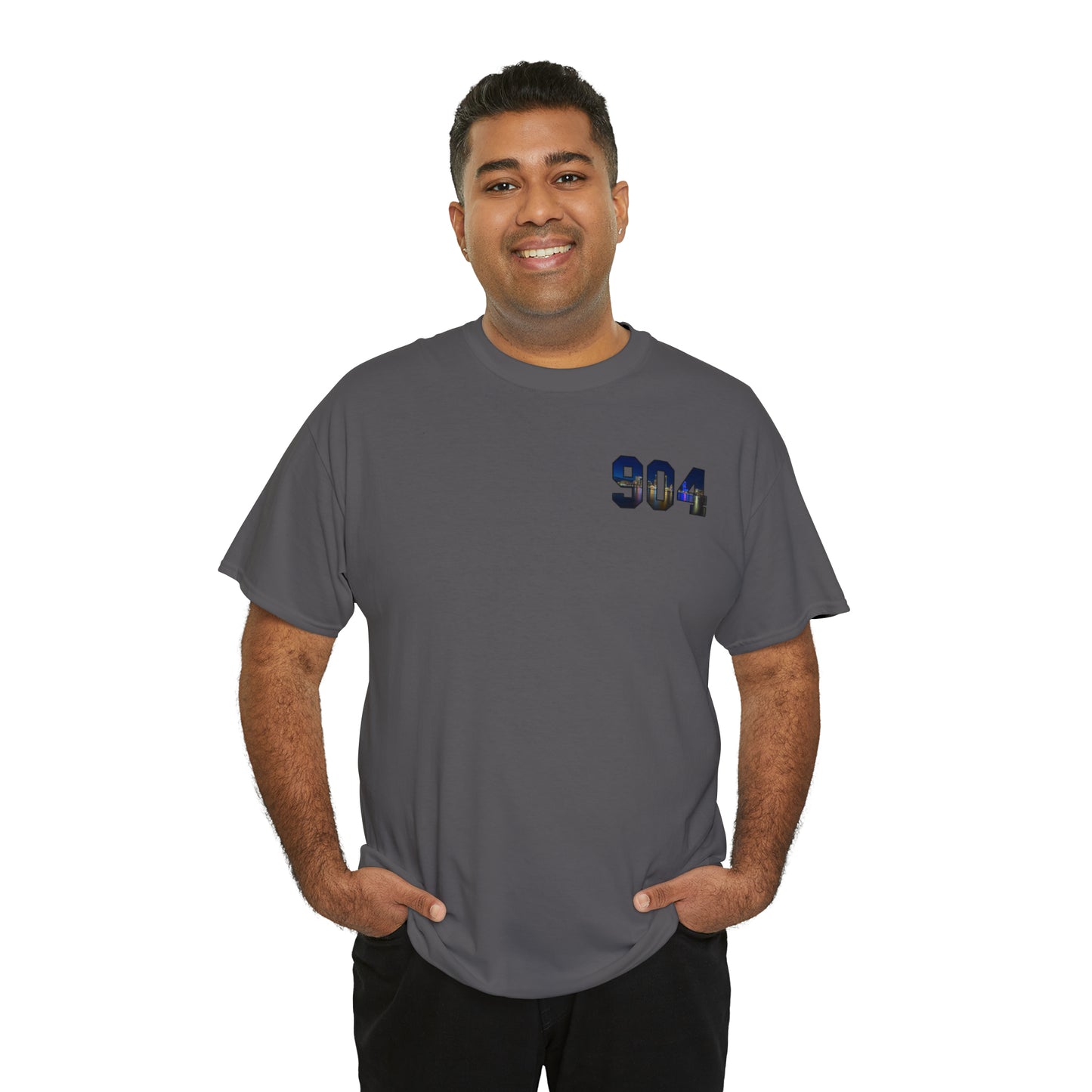 904 Area Code Heavy Cotton Tee - Jacksonville Skyline Edition