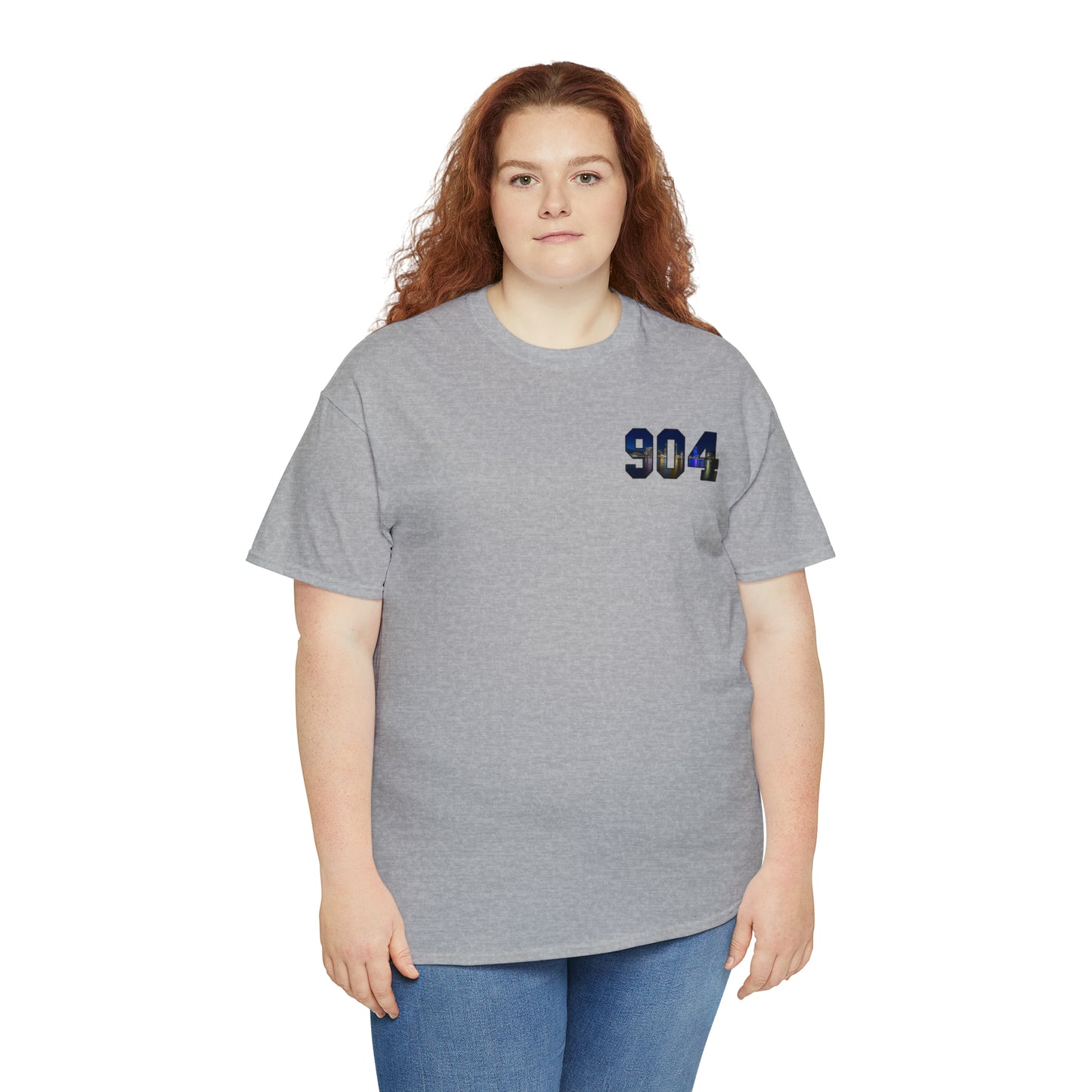 904 Area Code Heavy Cotton Tee - Jacksonville Skyline Edition
