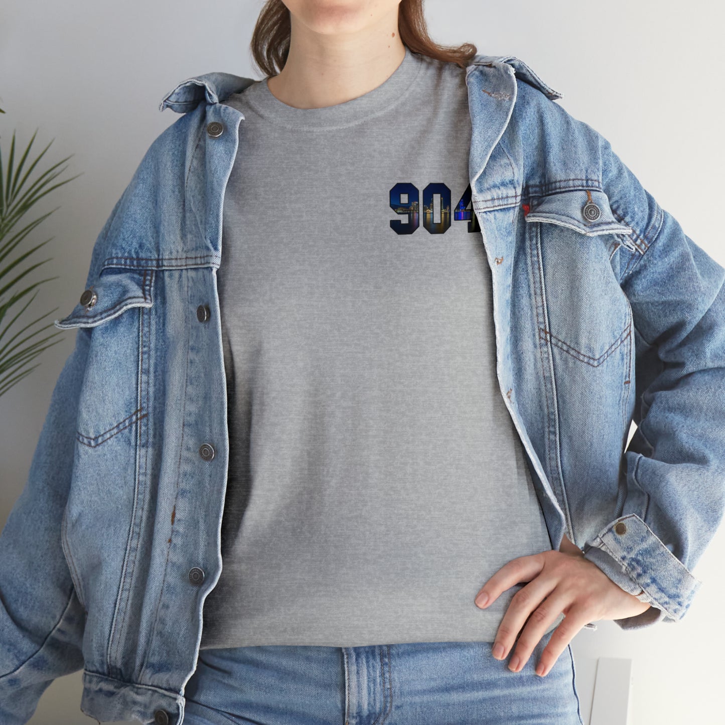 904 Area Code Heavy Cotton Tee - Jacksonville Skyline Edition