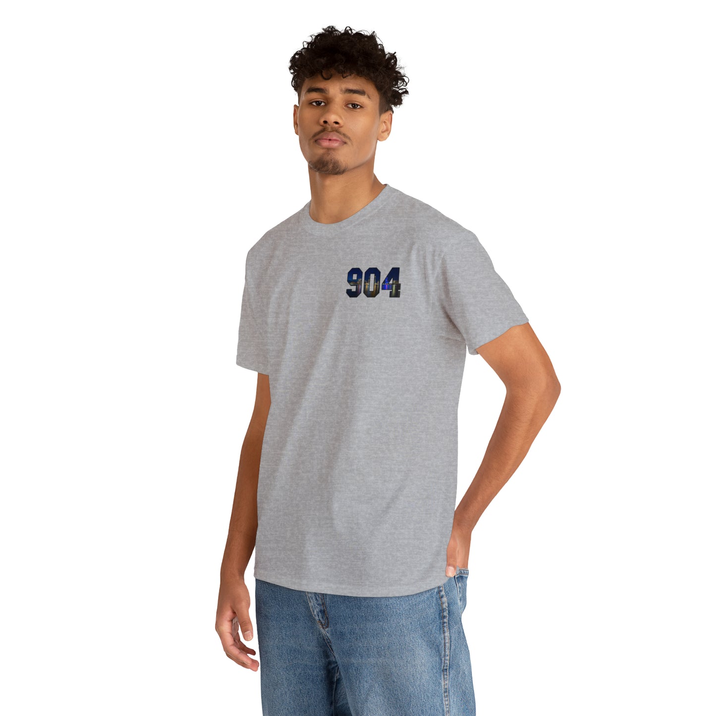 904 Area Code Heavy Cotton Tee - Jacksonville Skyline Edition
