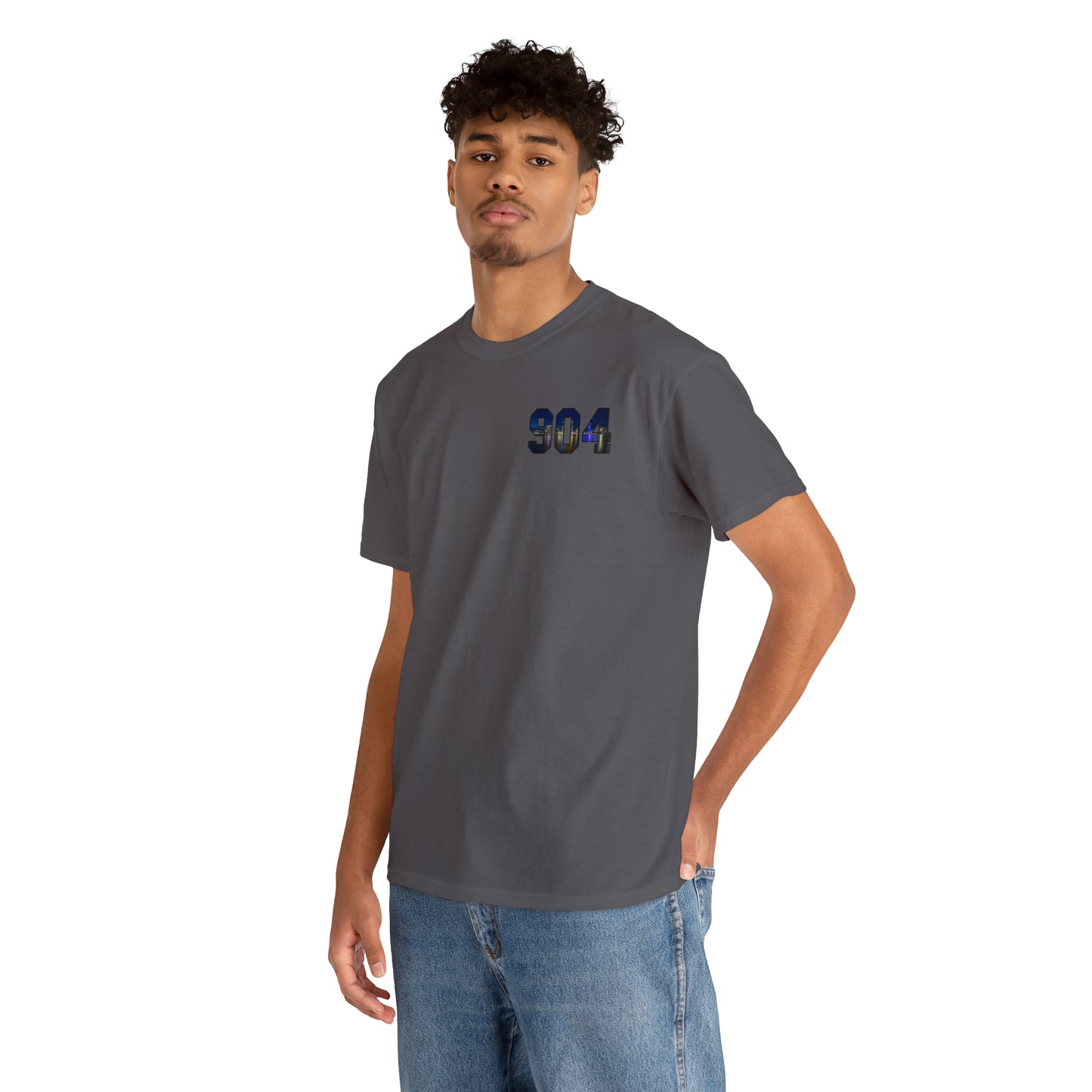904 Area Code Heavy Cotton Tee - Jacksonville Skyline Edition