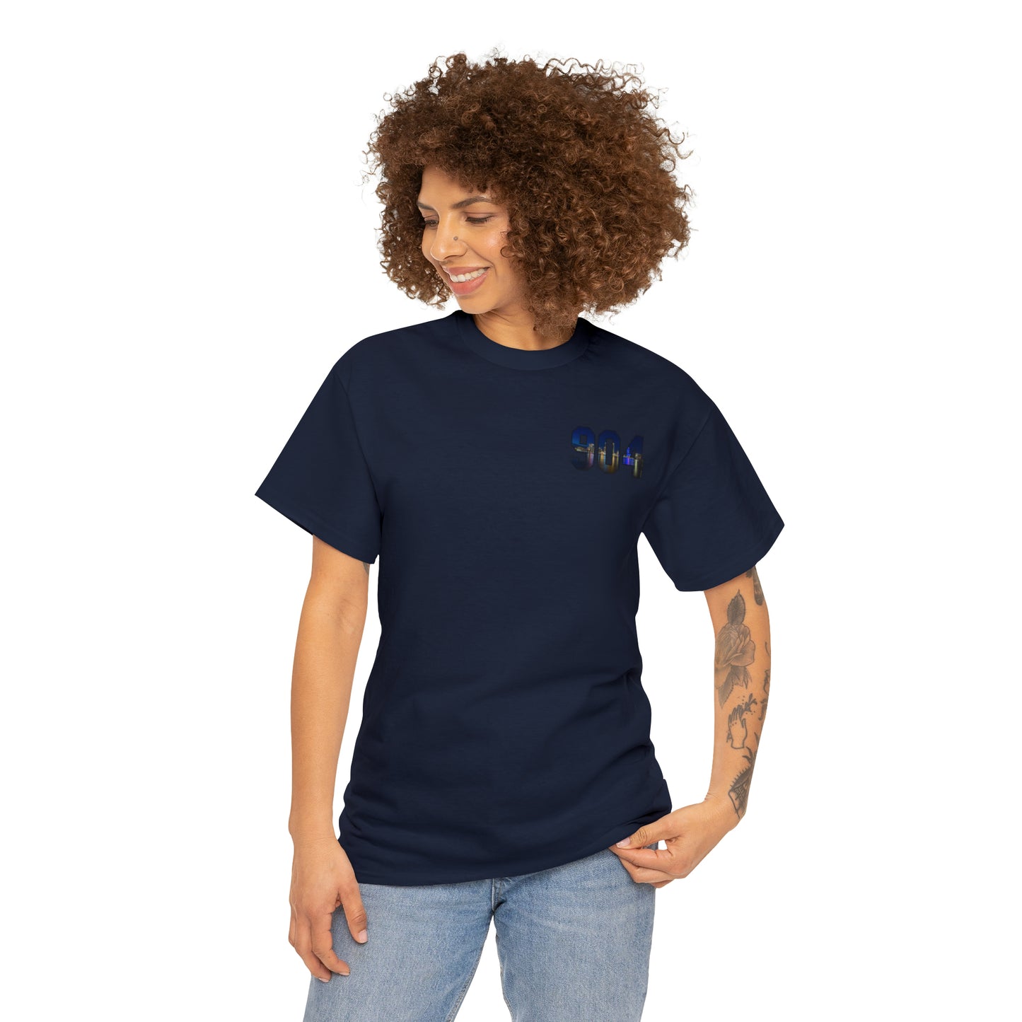 904 Area Code Heavy Cotton Tee - Jacksonville Skyline Edition