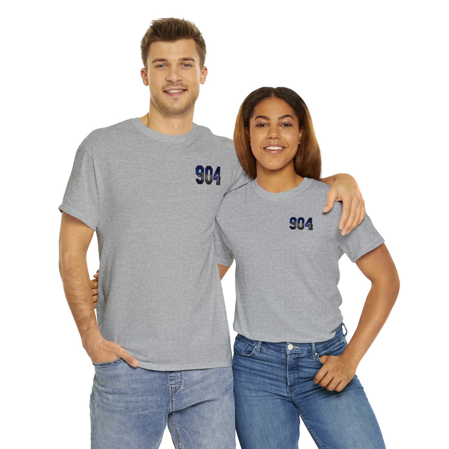 904 Area Code Heavy Cotton Tee - Jacksonville Skyline Edition