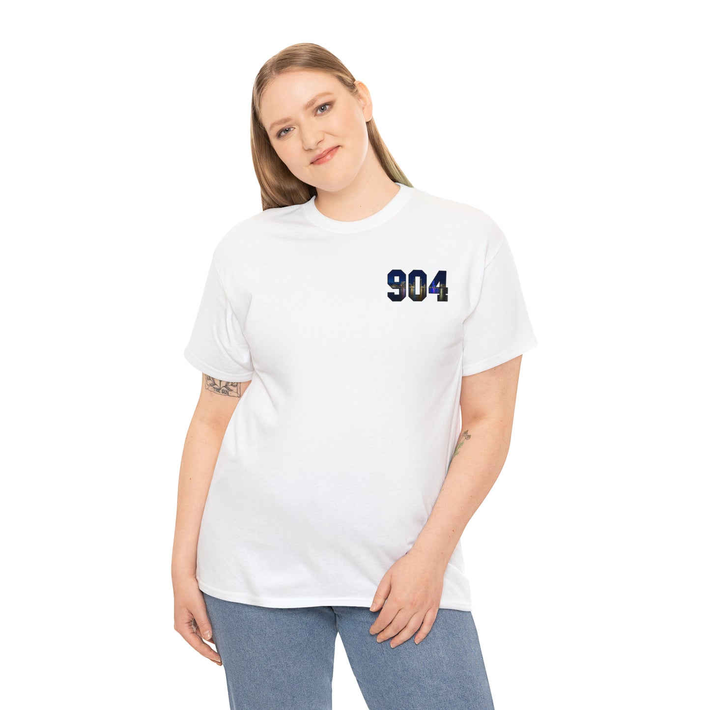 904 Area Code Heavy Cotton Tee - Jacksonville Skyline Edition