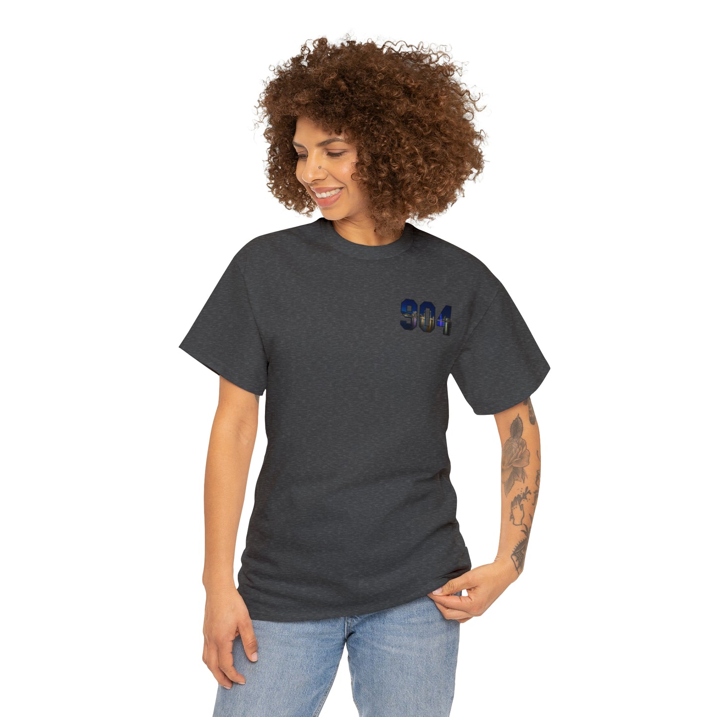 904 Area Code Heavy Cotton Tee - Jacksonville Skyline Edition