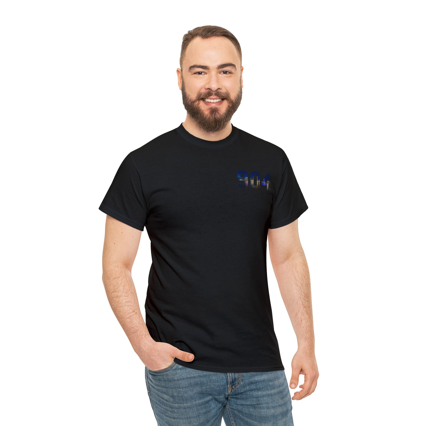 904 Area Code Heavy Cotton Tee - Jacksonville Skyline Edition