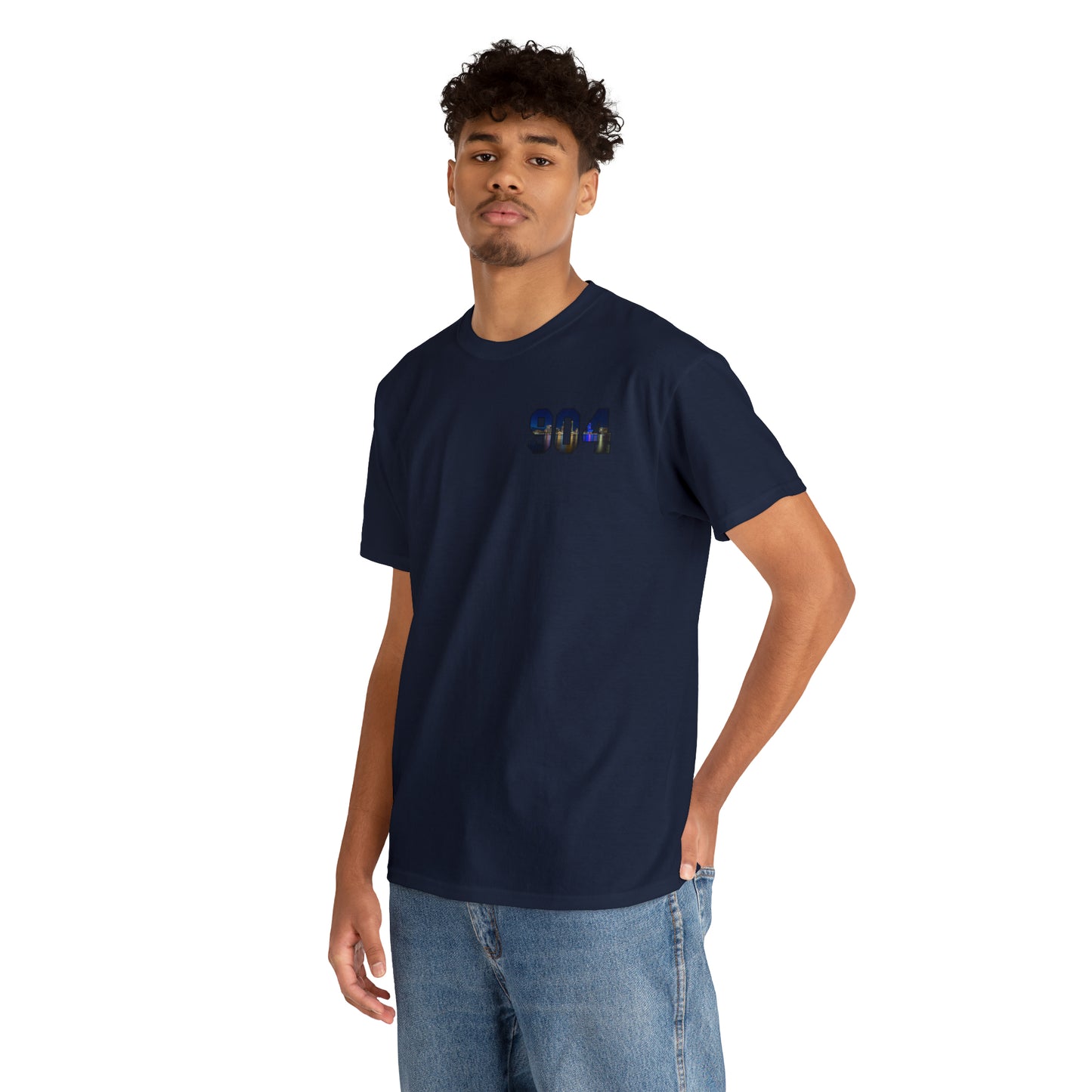 904 Area Code Heavy Cotton Tee - Jacksonville Skyline Edition