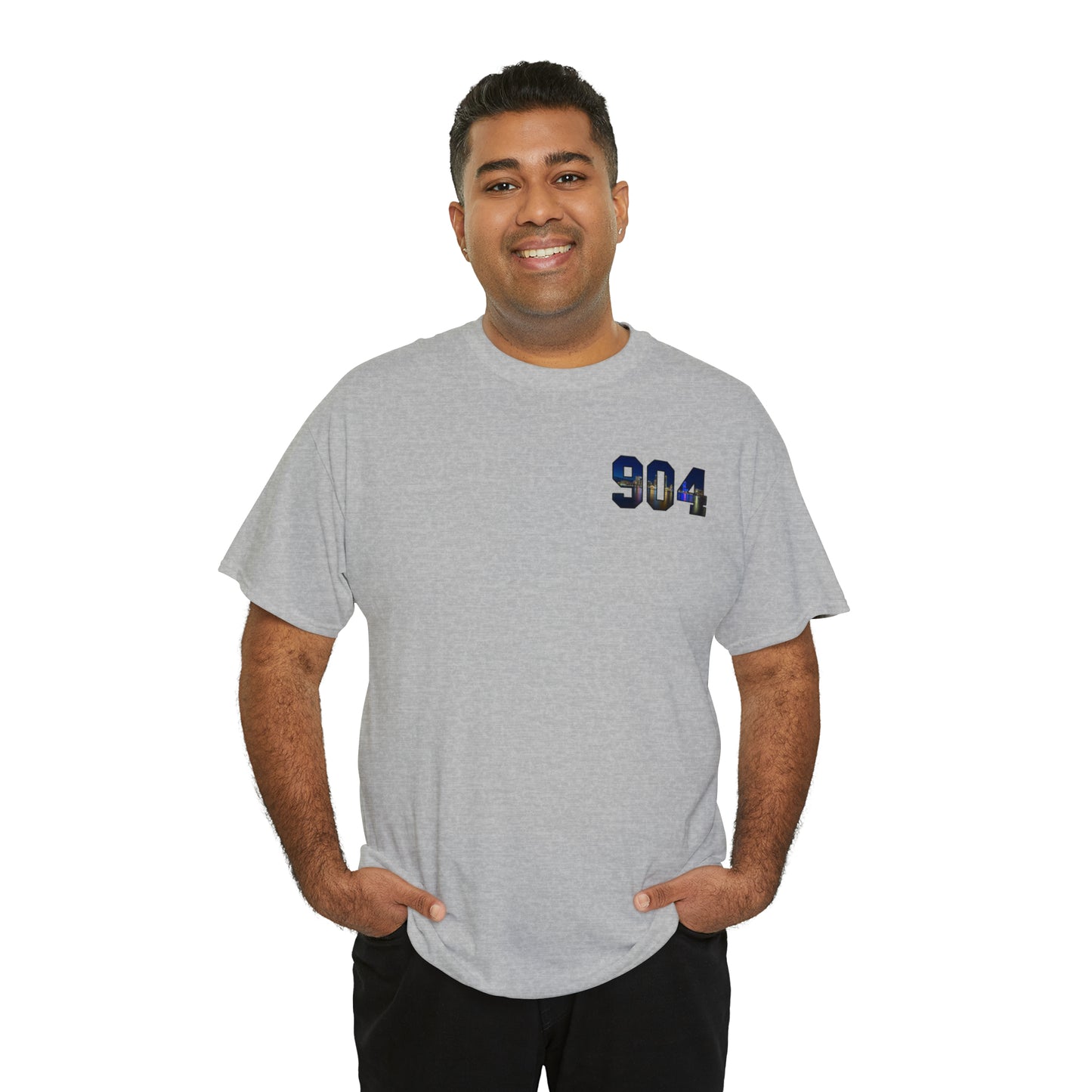 904 Area Code Heavy Cotton Tee - Jacksonville Skyline Edition