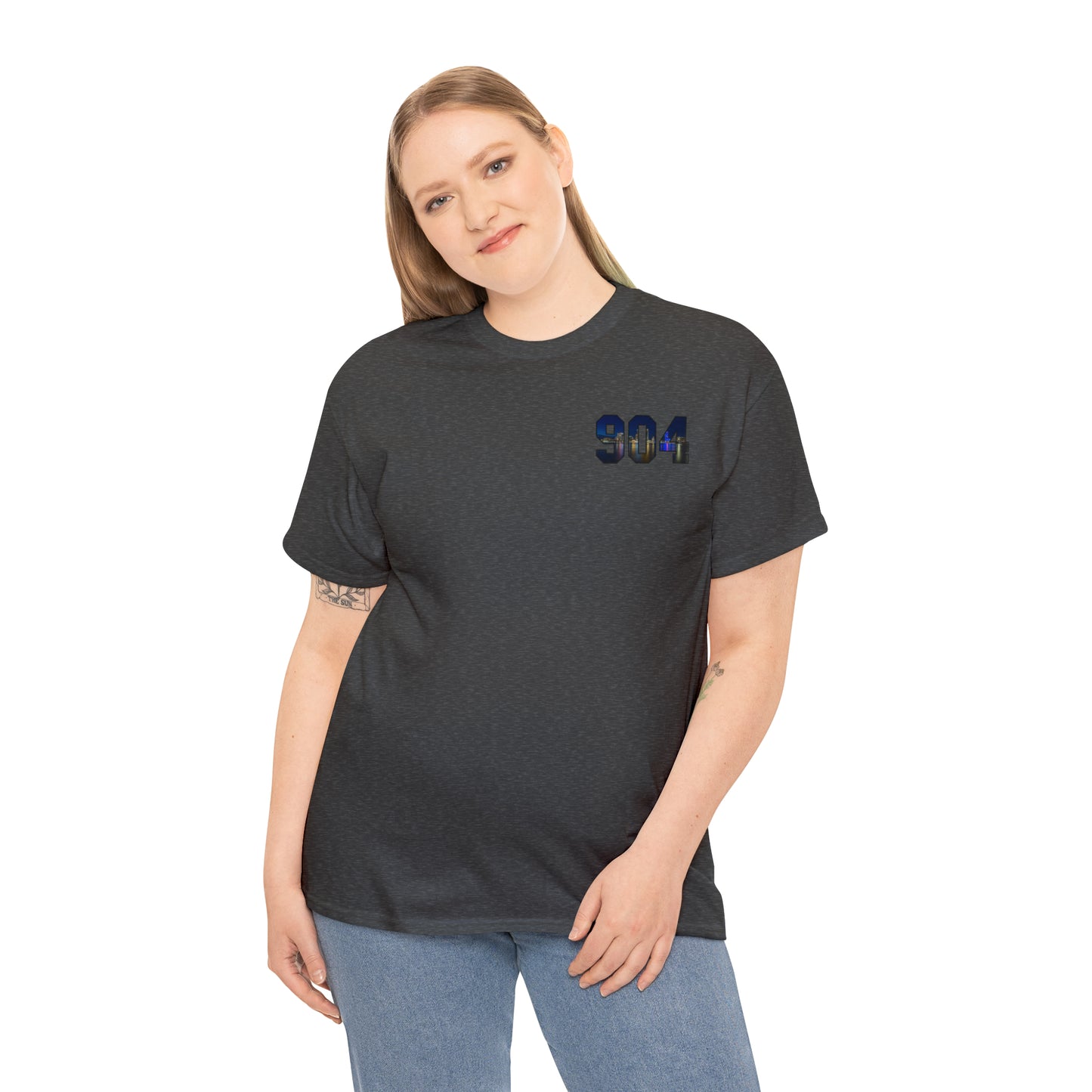 904 Area Code Heavy Cotton Tee - Jacksonville Skyline Edition