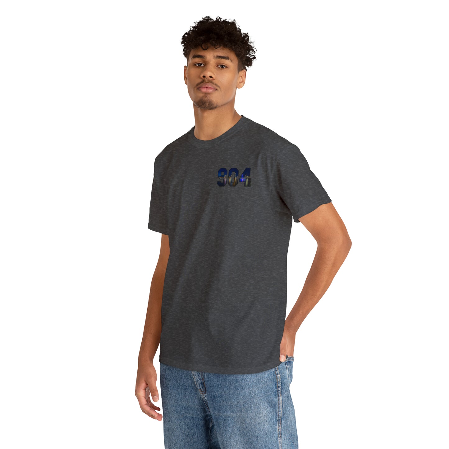 904 Area Code Heavy Cotton Tee - Jacksonville Skyline Edition