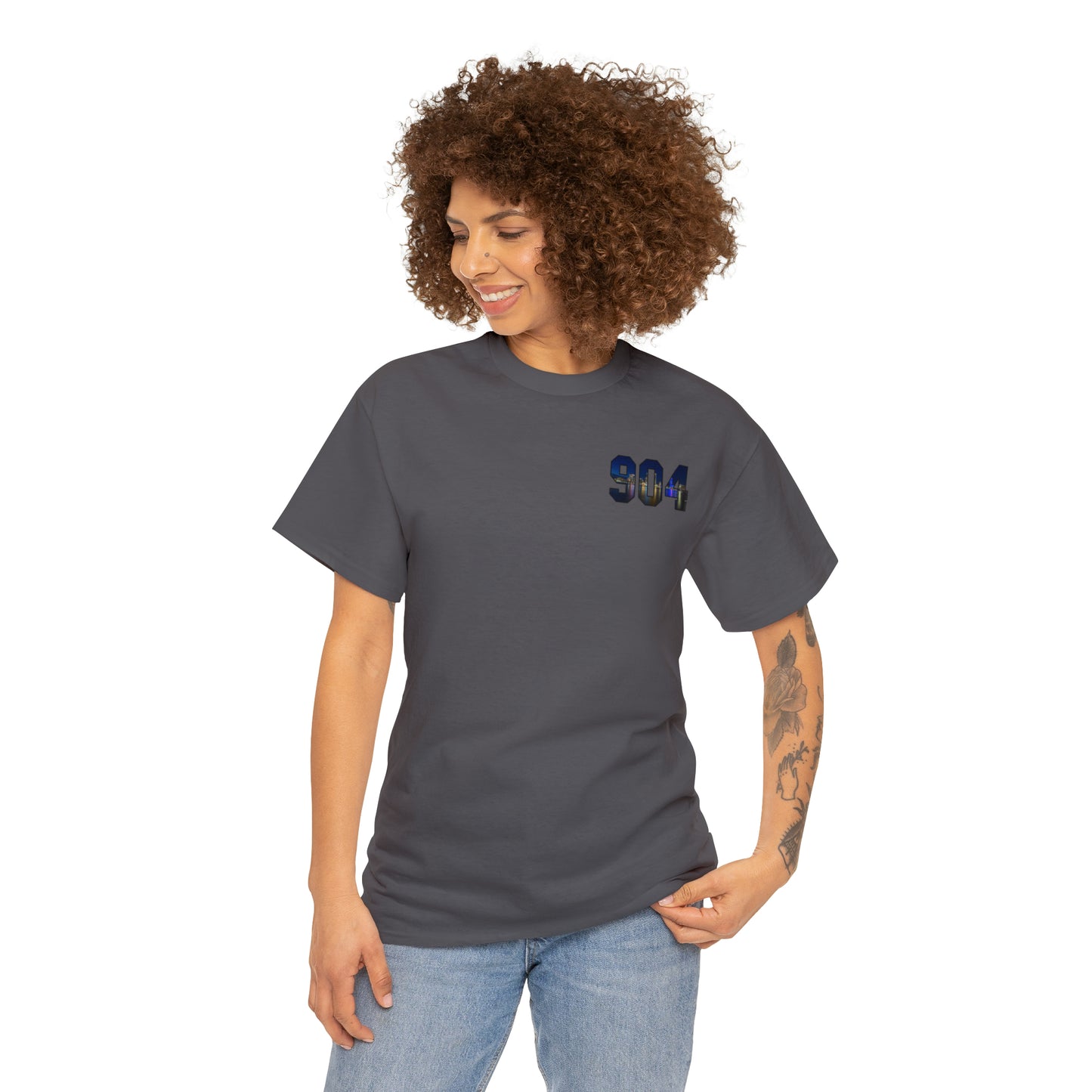 904 Area Code Heavy Cotton Tee - Jacksonville Skyline Edition