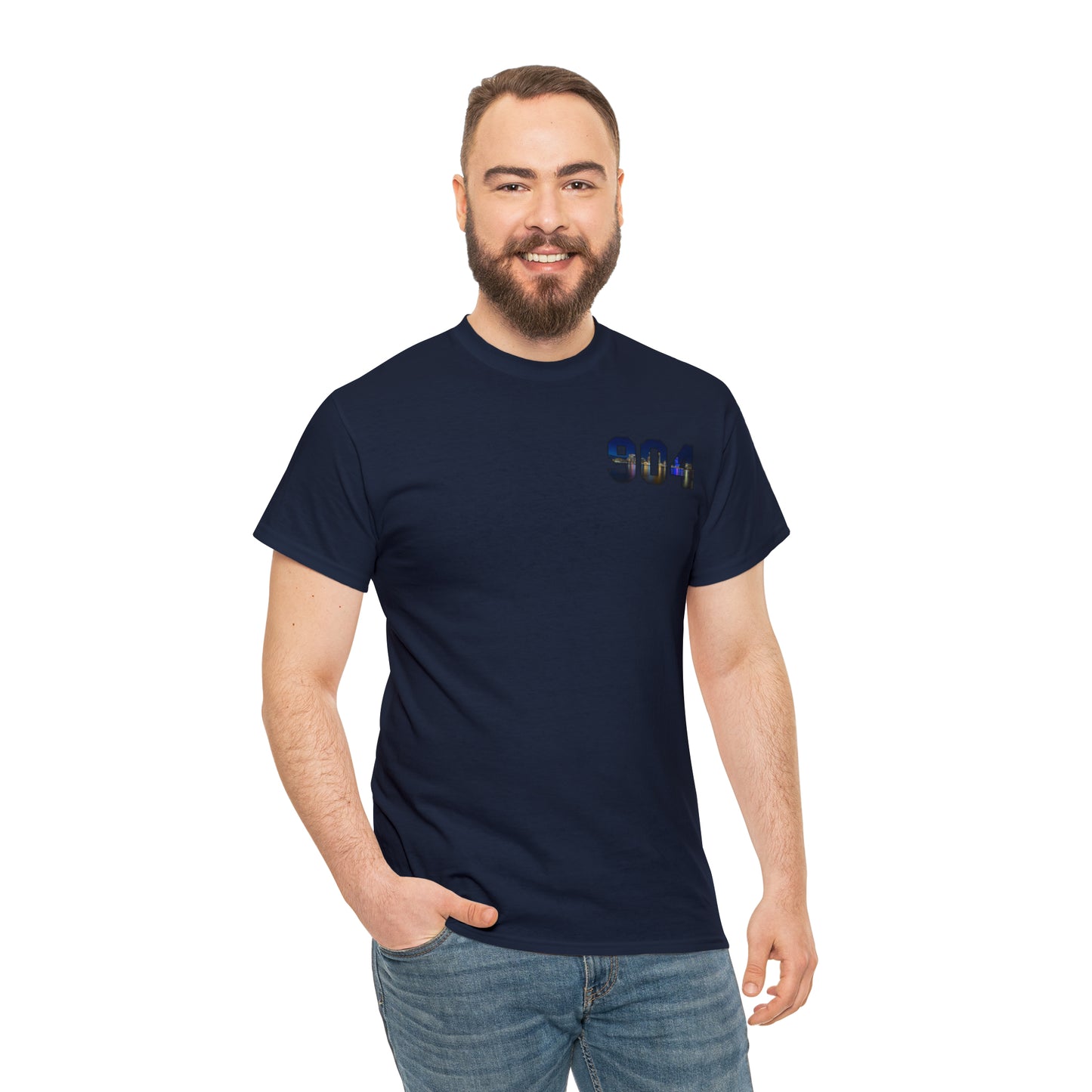 904 Area Code Heavy Cotton Tee - Jacksonville Skyline Edition