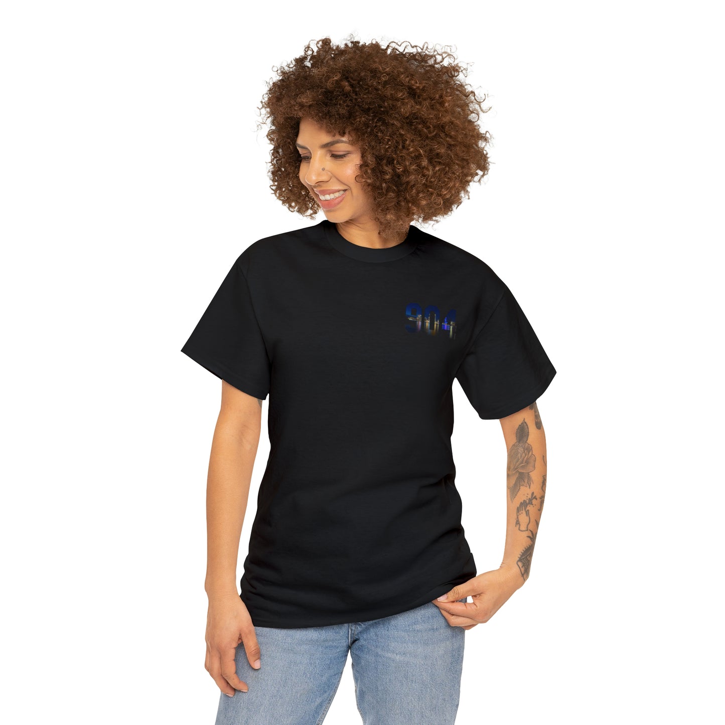 904 Area Code Heavy Cotton Tee - Jacksonville Skyline Edition