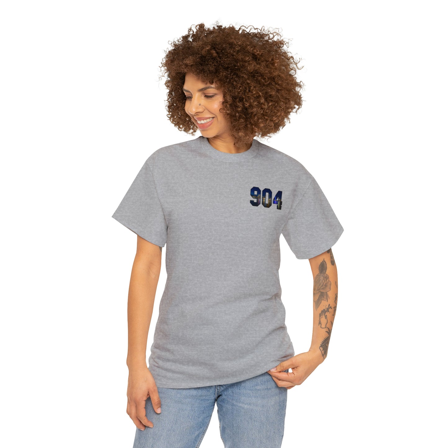 904 Area Code Heavy Cotton Tee - Jacksonville Skyline Edition