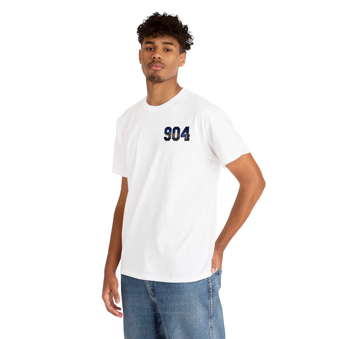 904 Area Code Heavy Cotton Tee - Jacksonville Skyline Edition