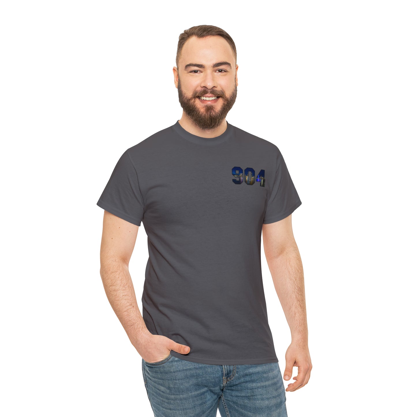 904 Area Code Heavy Cotton Tee - Jacksonville Skyline Edition