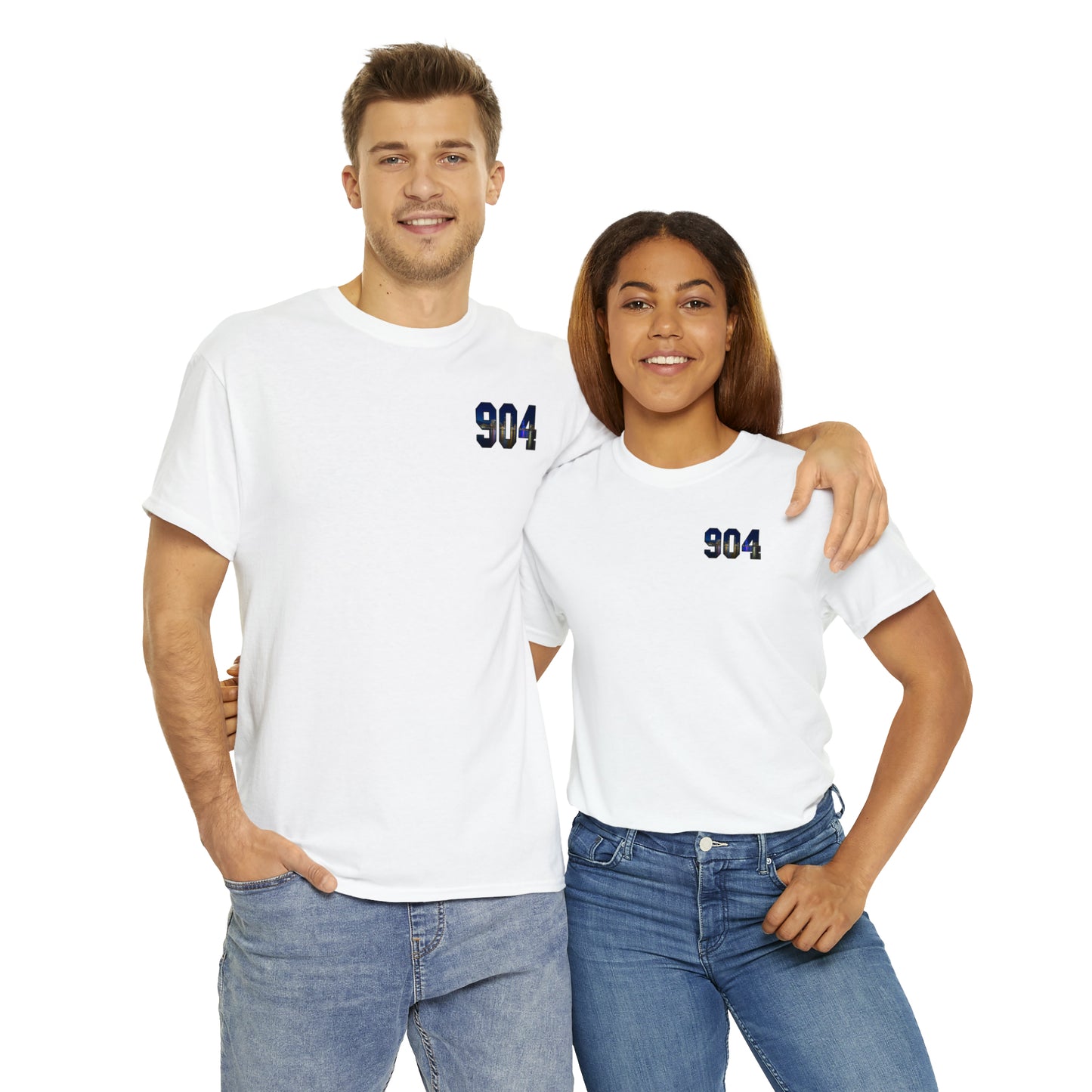 904 Area Code Heavy Cotton Tee - Jacksonville Skyline Edition