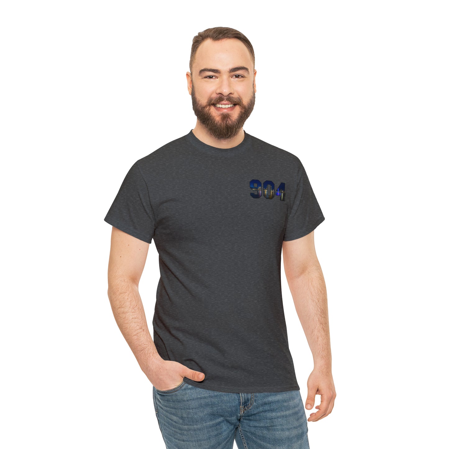 904 Area Code Heavy Cotton Tee - Jacksonville Skyline Edition