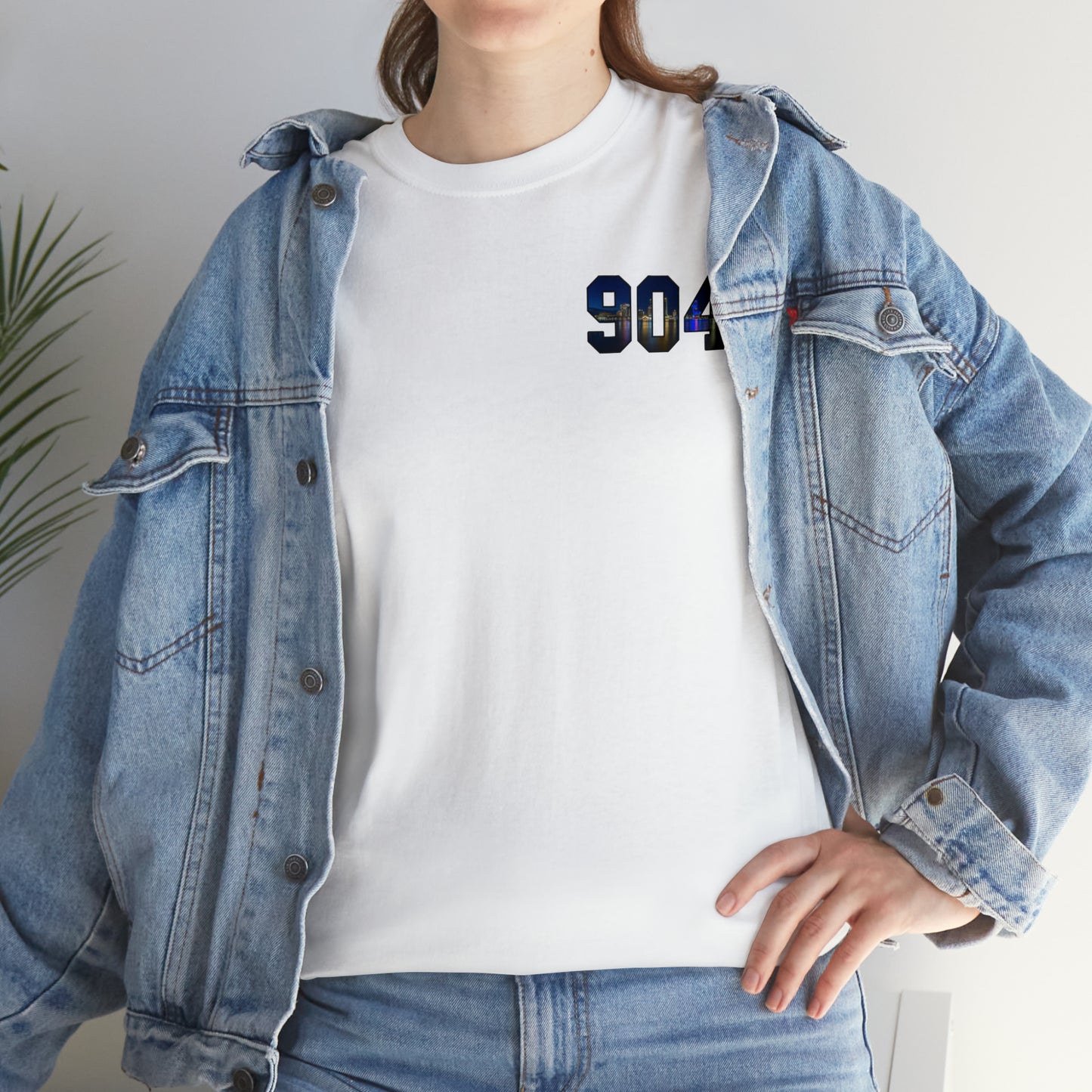 904 Area Code Heavy Cotton Tee - Jacksonville Skyline Edition