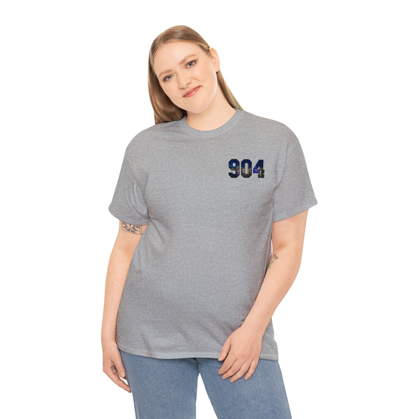 904 Area Code Heavy Cotton Tee - Jacksonville Skyline Edition