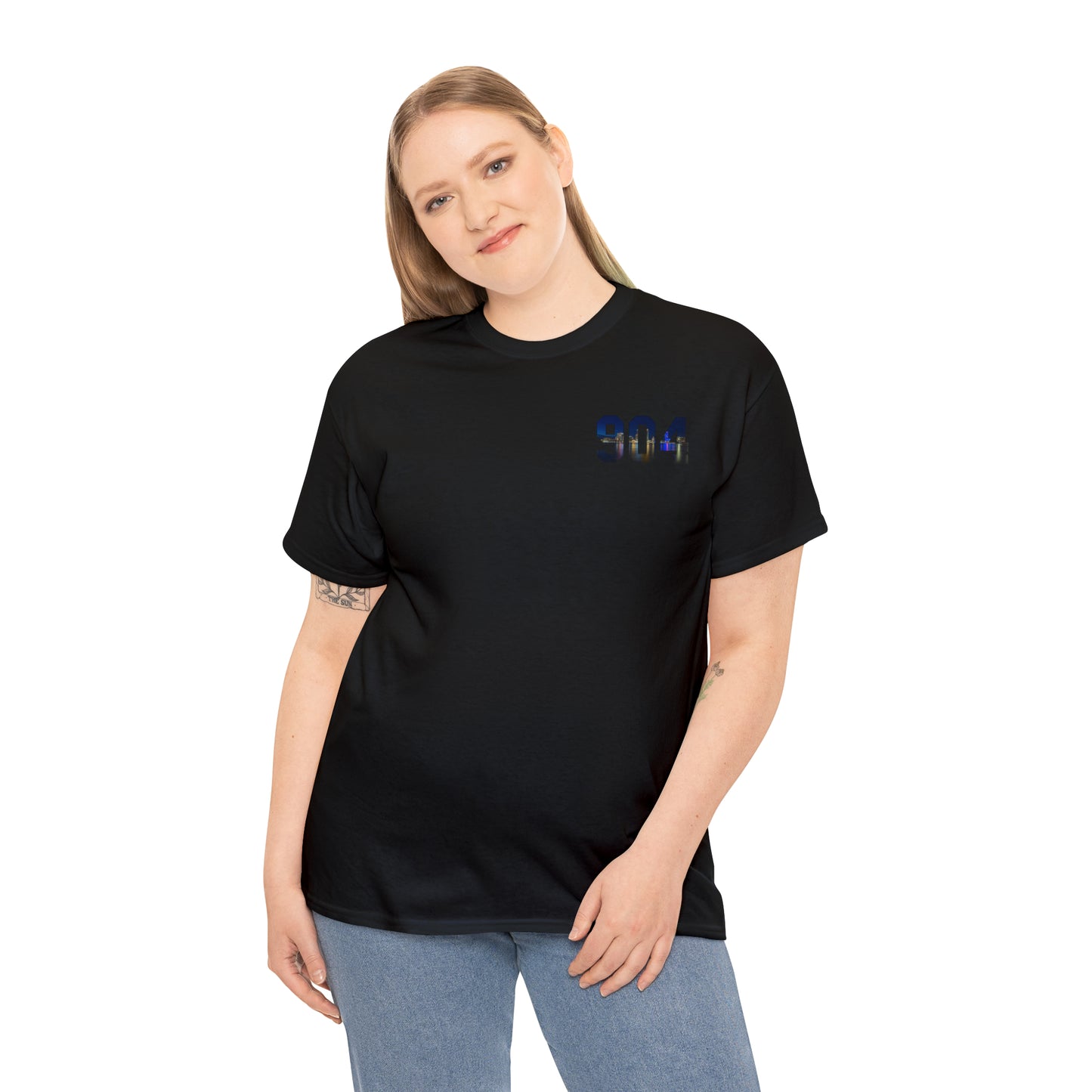 904 Area Code Heavy Cotton Tee - Jacksonville Skyline Edition