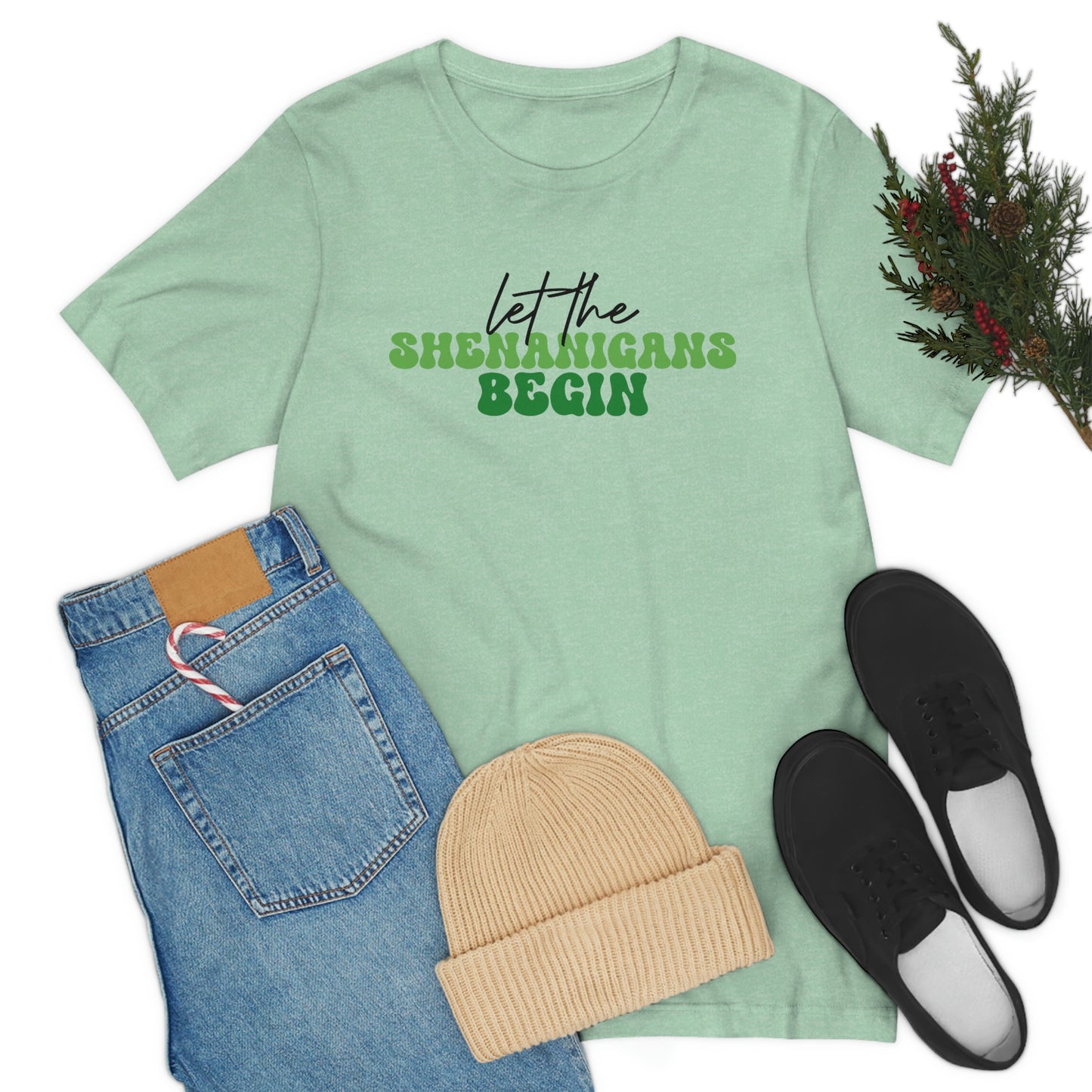Let the Shenanigans Begin St. Patricks Day Unisex Jersey Short Sleeve Tee