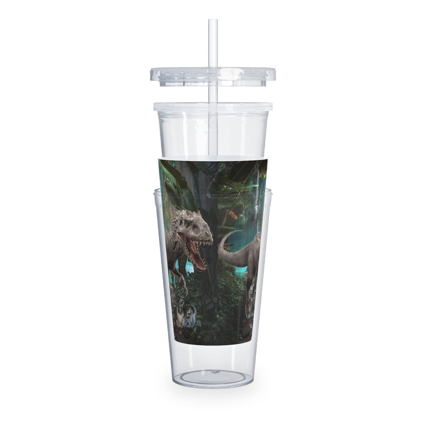 Dinosaur Plastic Tumbler with Straw