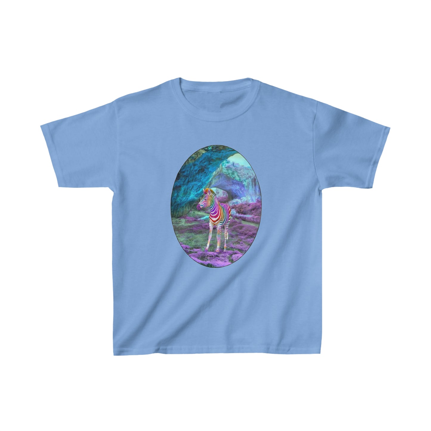 Kids Rainbow Zebra Heavy Cotton T-Shirt