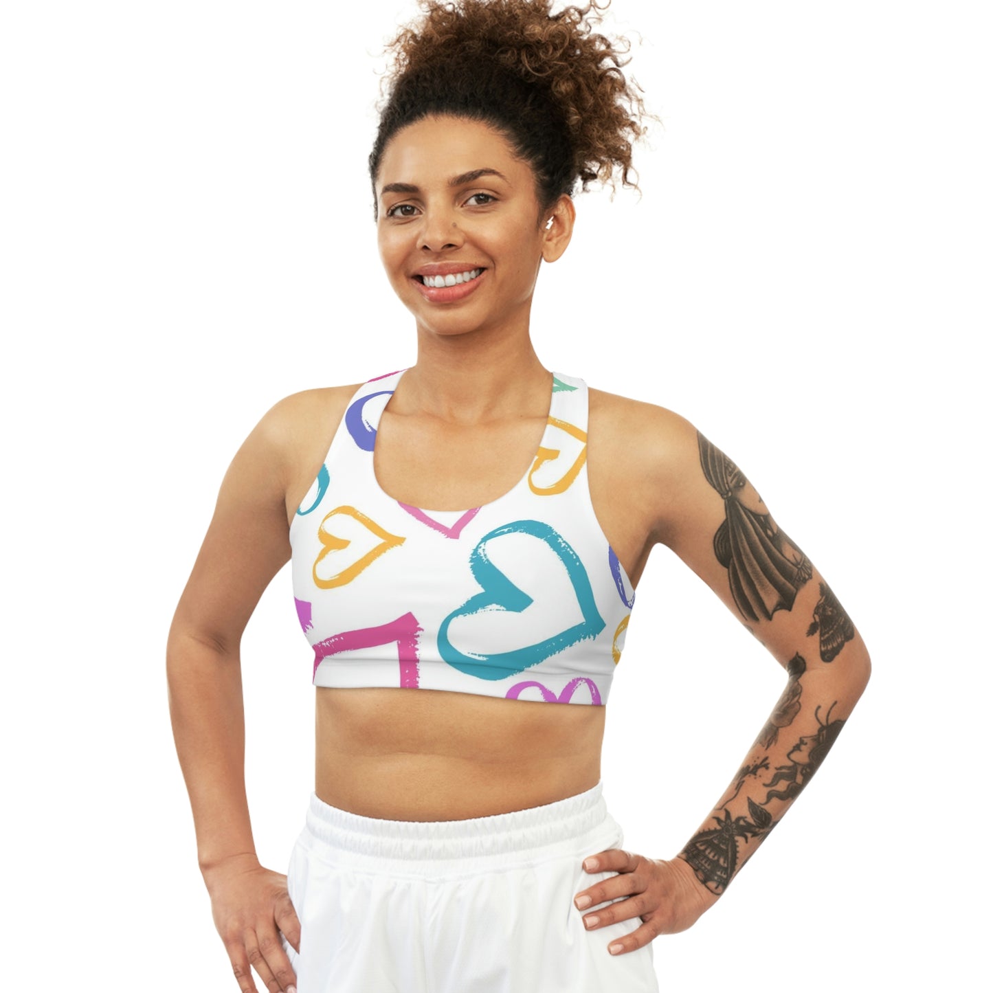 Seamless Valentine’s Day Hearts Sports Bra