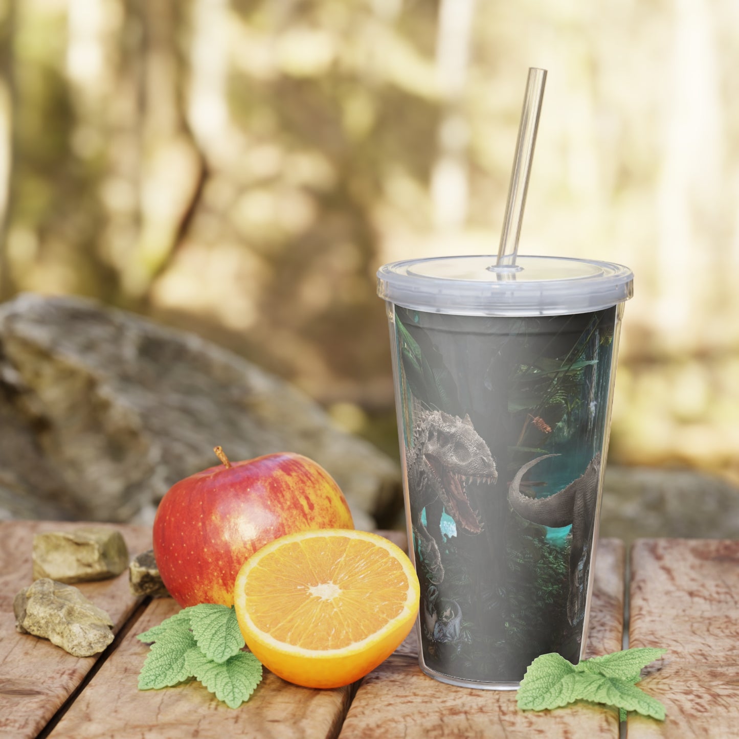 Dinosaur Plastic Tumbler with Straw