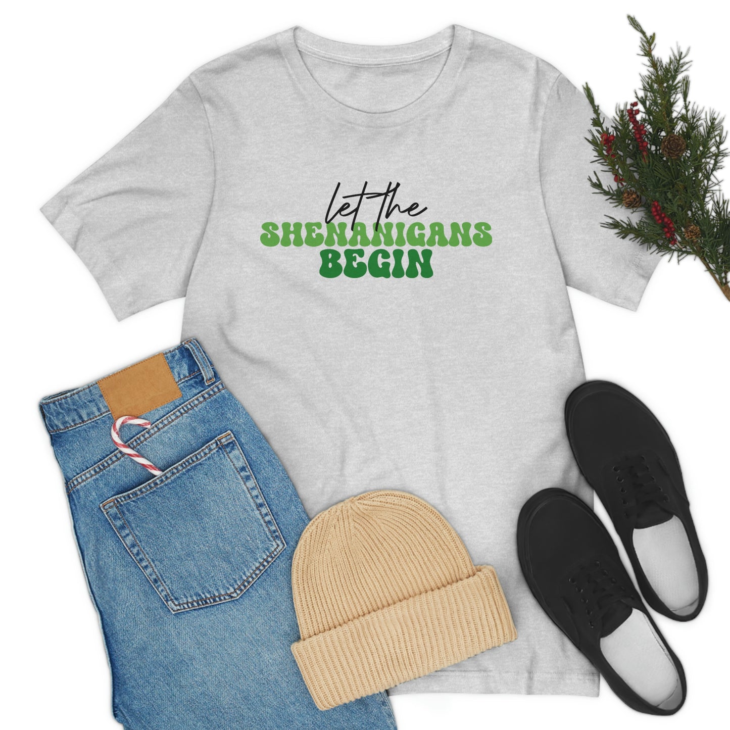Let the Shenanigans Begin St. Patricks Day Unisex Jersey Short Sleeve Tee
