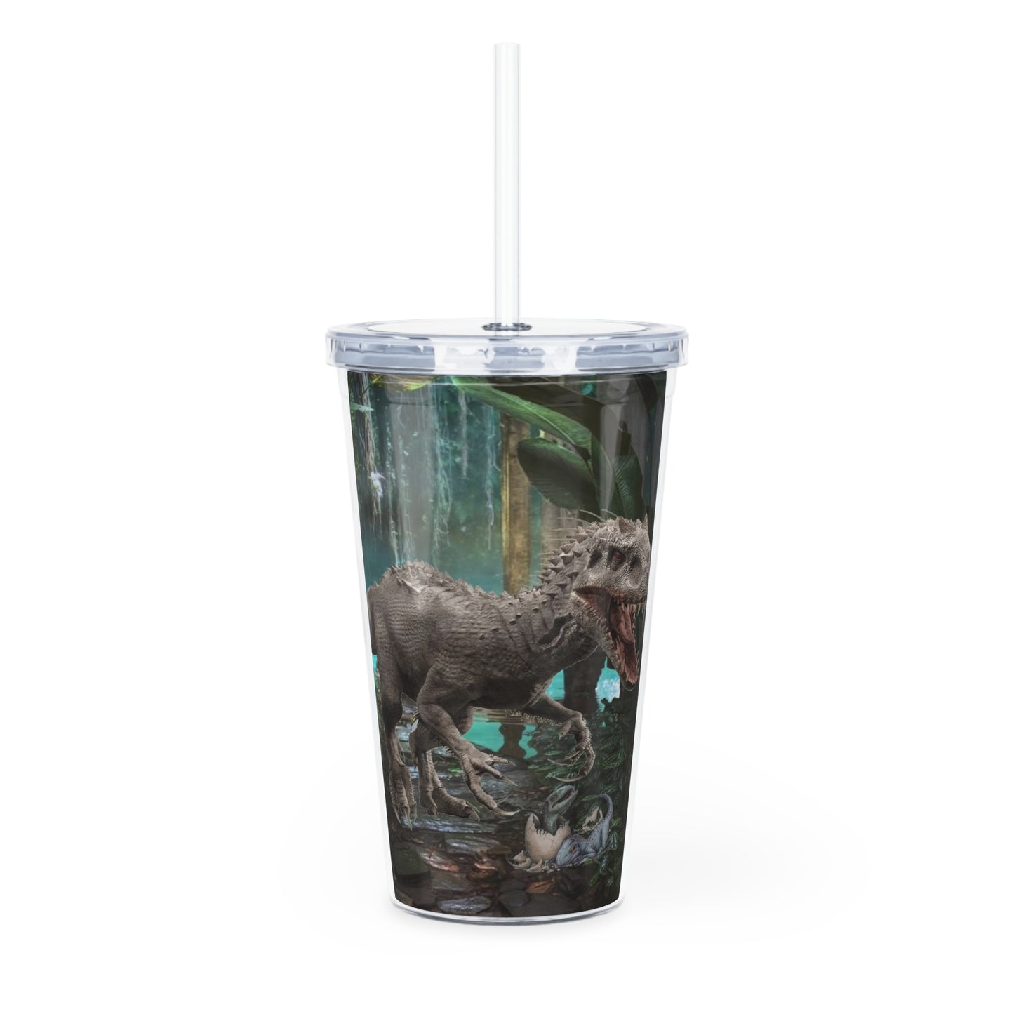 Dinosaur Plastic Tumbler with Straw