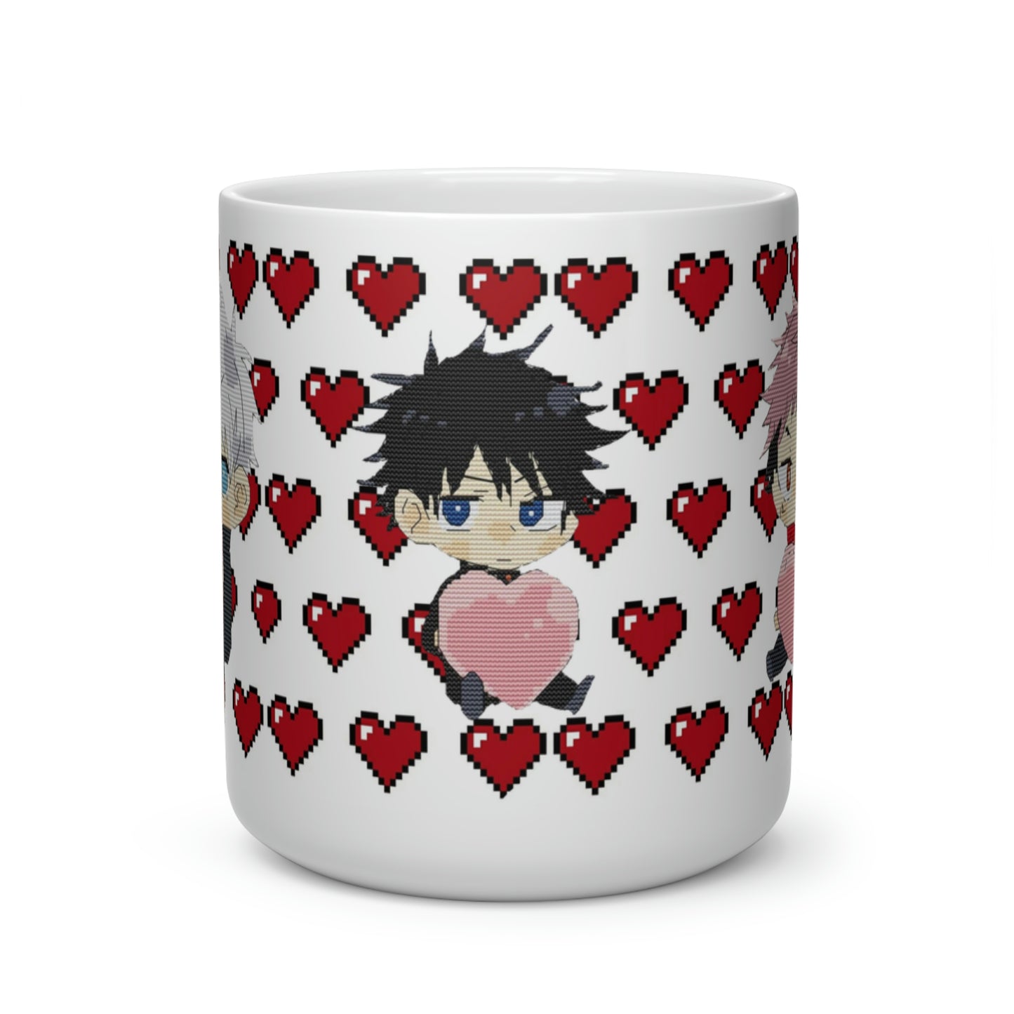 Gojo, Megumi and Itadori Anime Valentine’s Day Heart Shape Mug