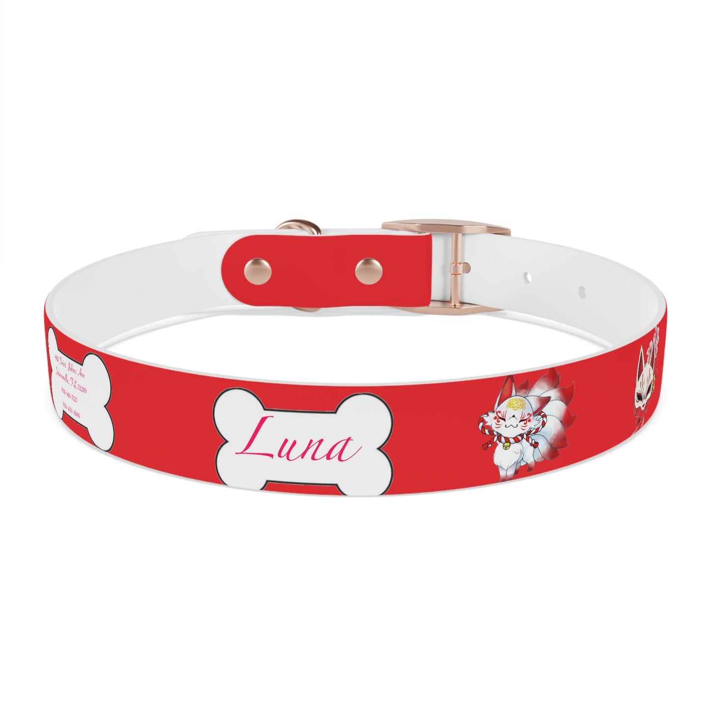 Red Kitsune Dog Collar