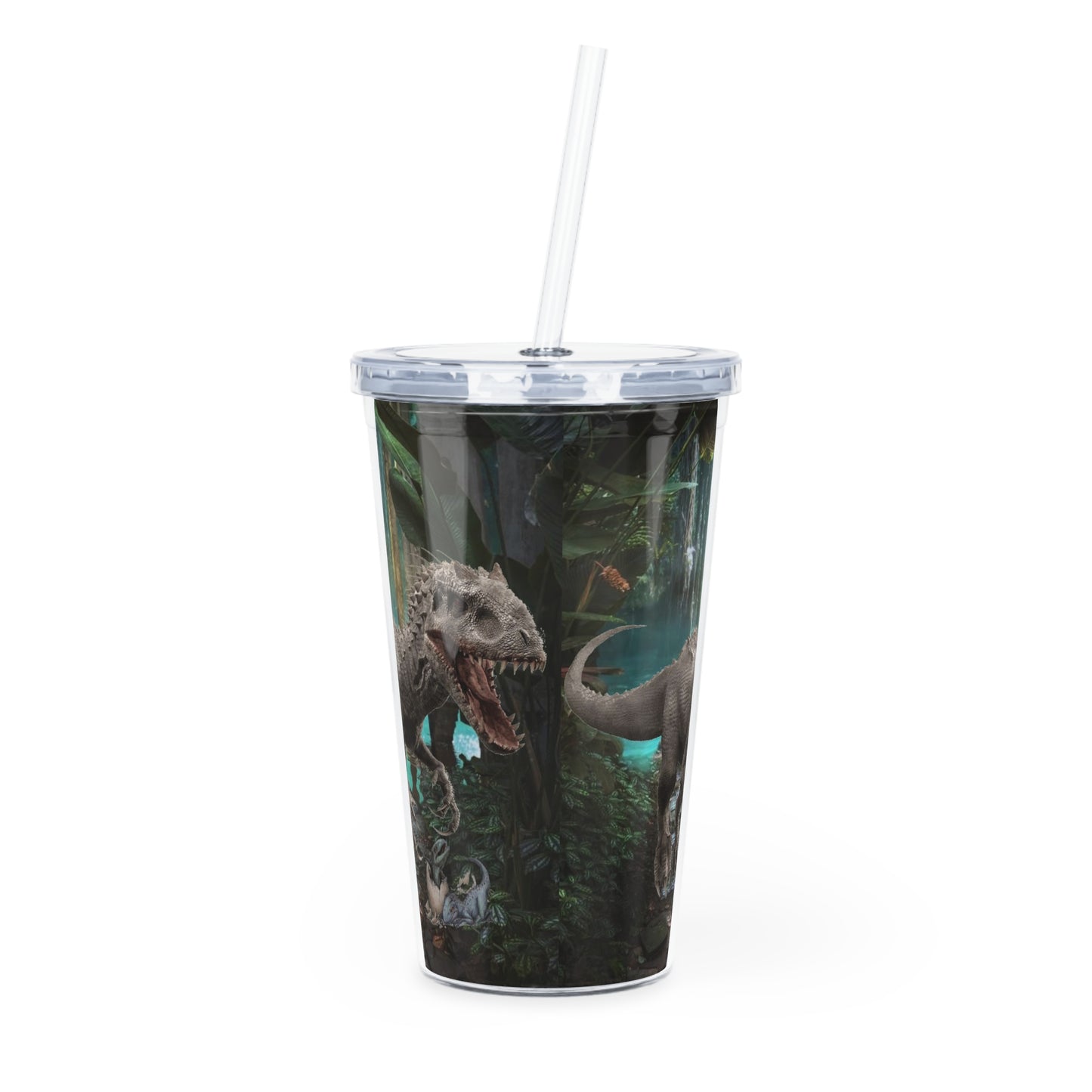 Dinosaur Plastic Tumbler with Straw
