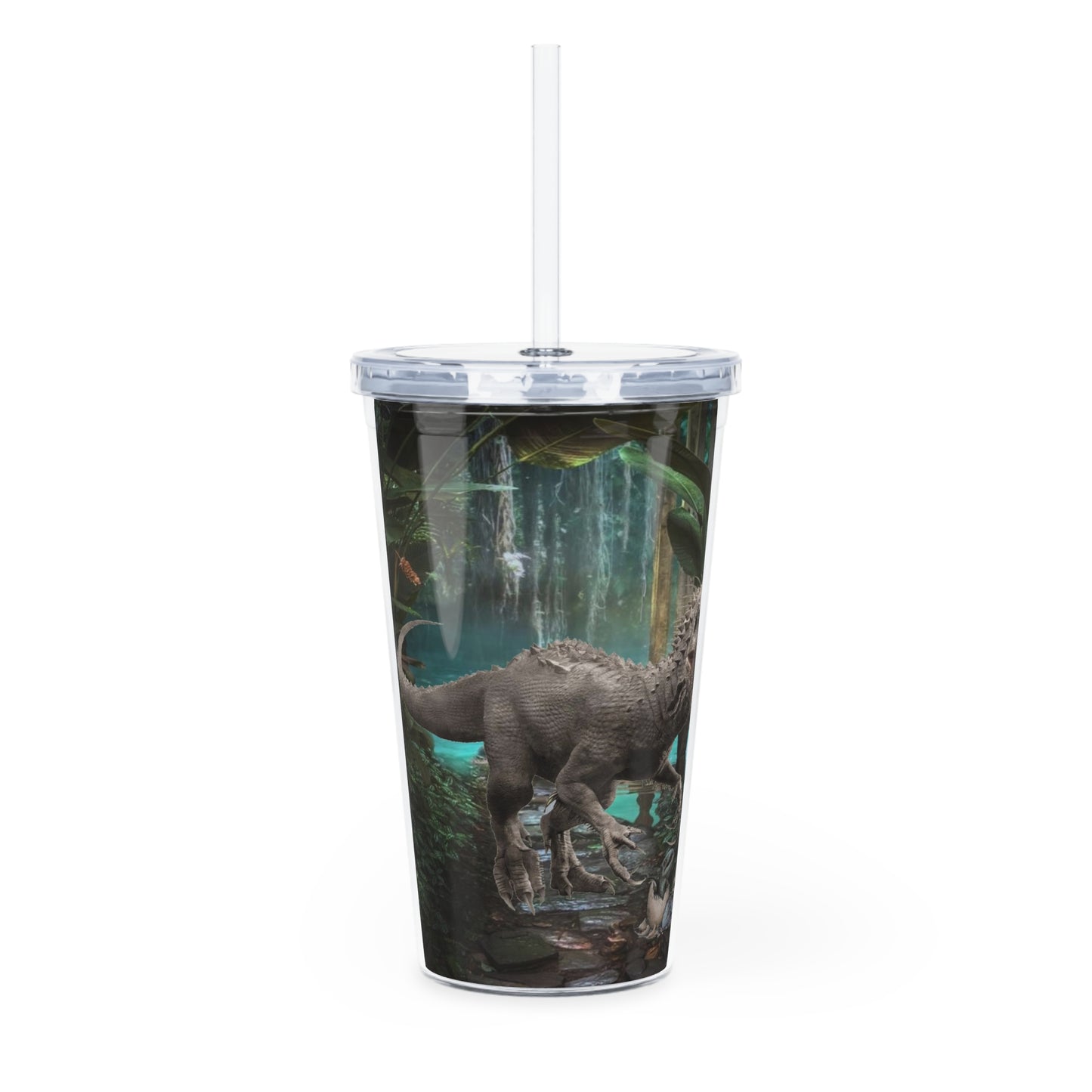 Dinosaur Plastic Tumbler with Straw