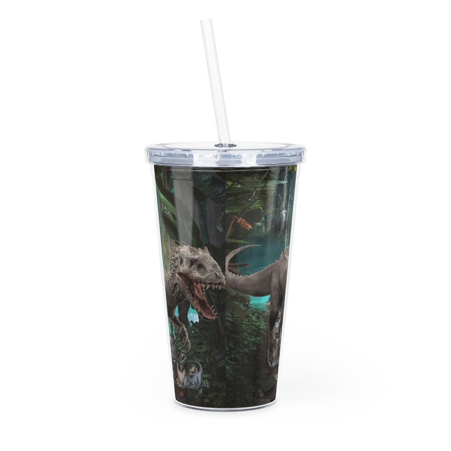 Dinosaur Plastic Tumbler with Straw