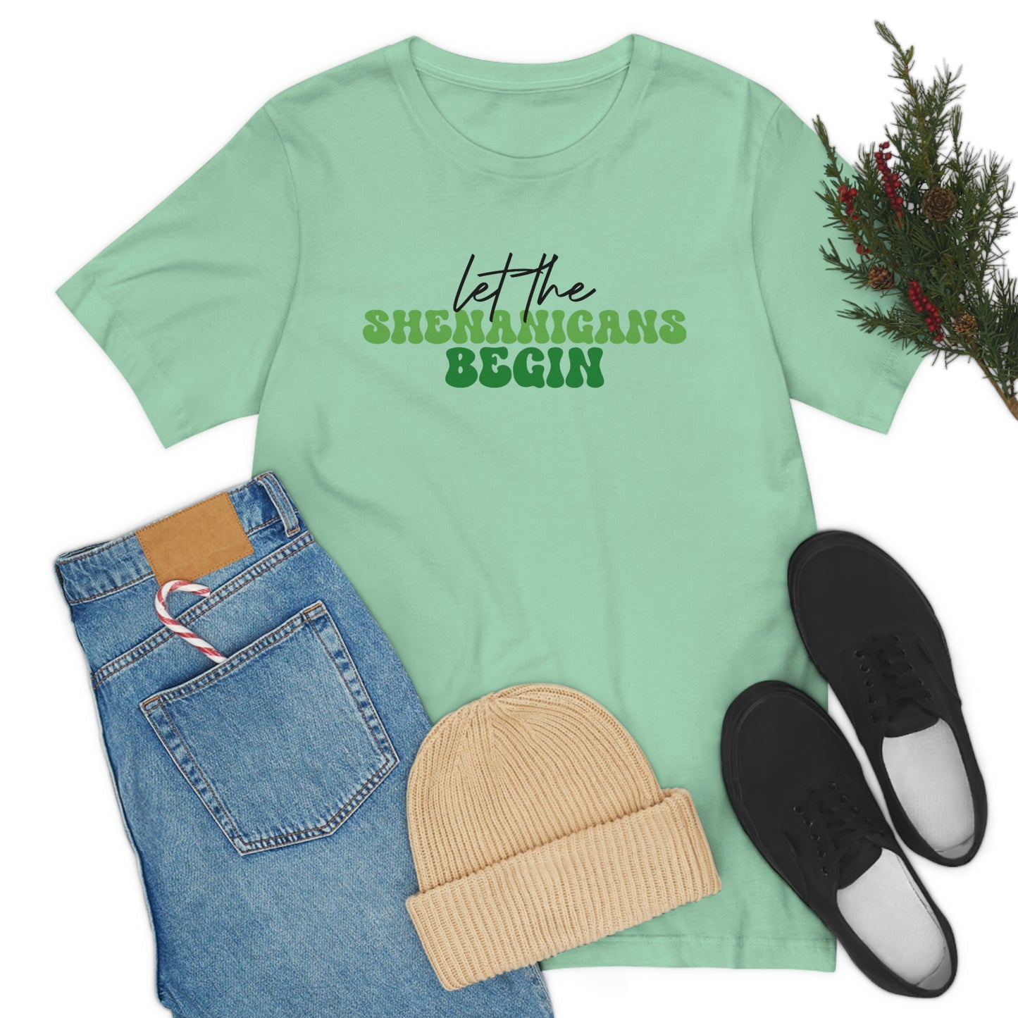 Let the Shenanigans Begin St. Patricks Day Unisex Jersey Short Sleeve Tee