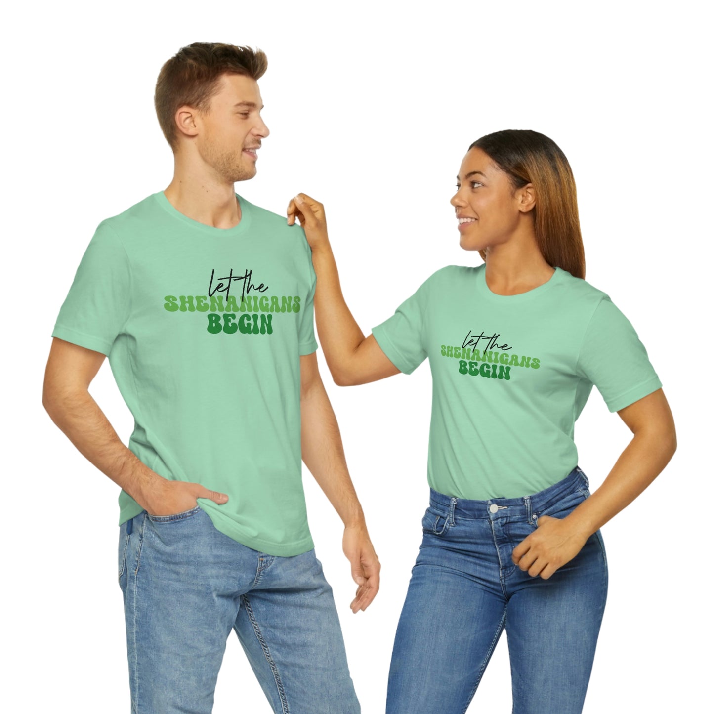 Let the Shenanigans Begin St. Patricks Day Unisex Jersey Short Sleeve Tee