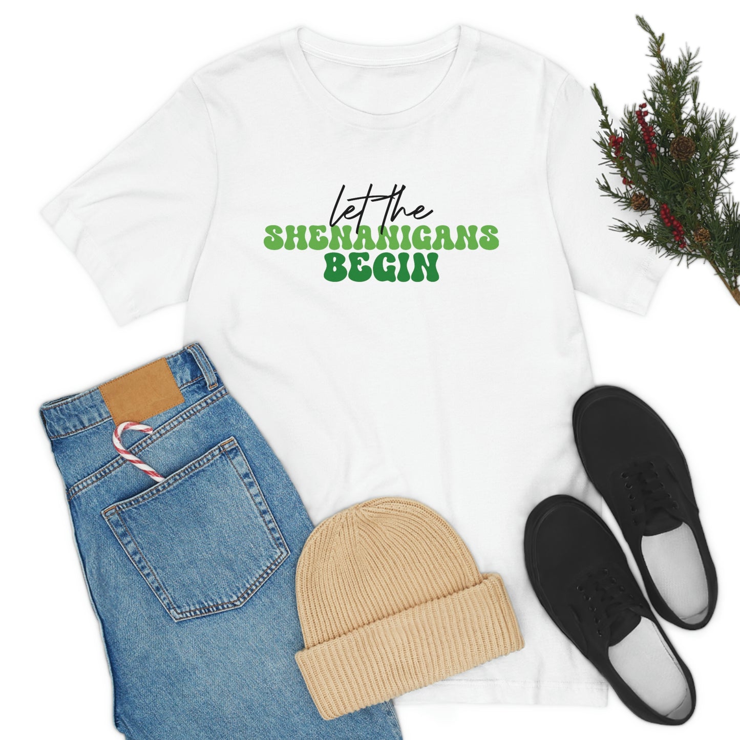 Let the Shenanigans Begin St. Patricks Day Unisex Jersey Short Sleeve Tee