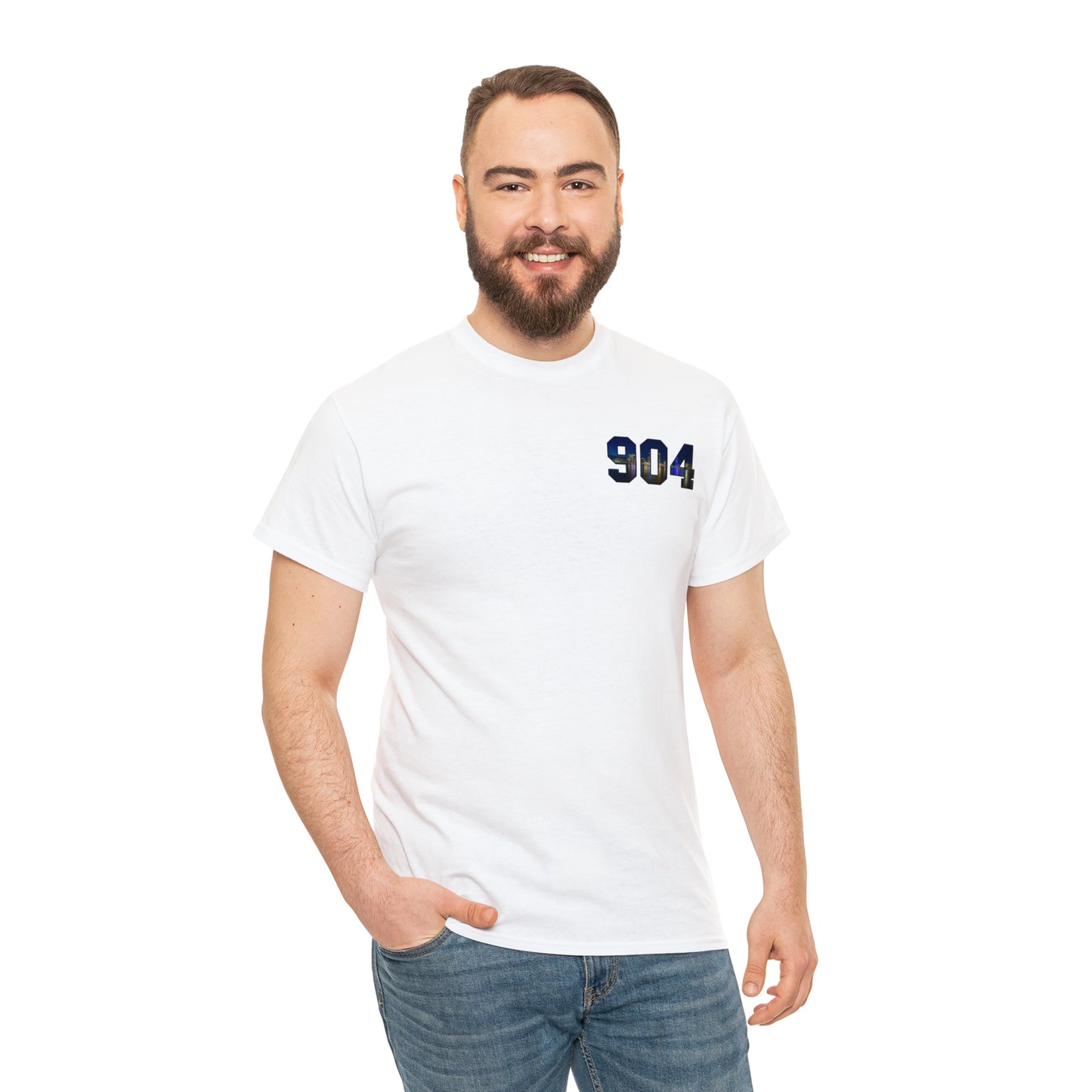 904 Area Code Heavy Cotton Tee - Jacksonville Skyline Edition