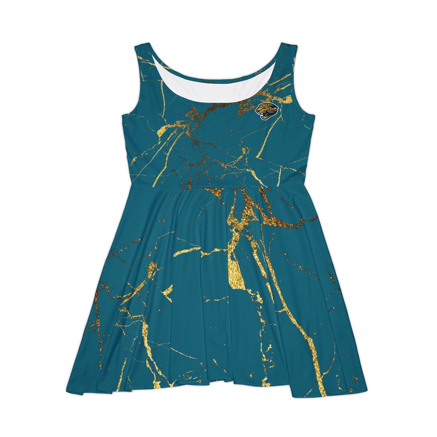 Duval Teal Dress with Golden Flair