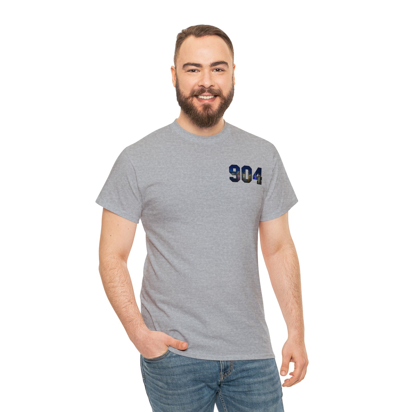 904 Area Code Heavy Cotton Tee - Jacksonville Skyline Edition