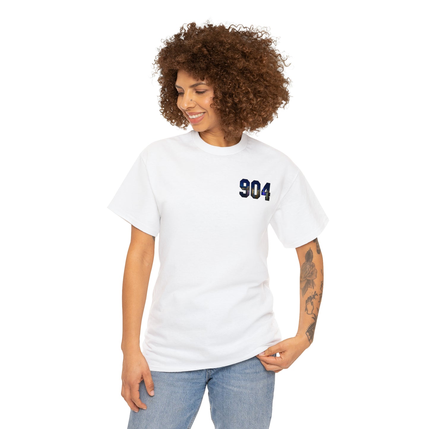 904 Area Code Heavy Cotton Tee - Jacksonville Skyline Edition