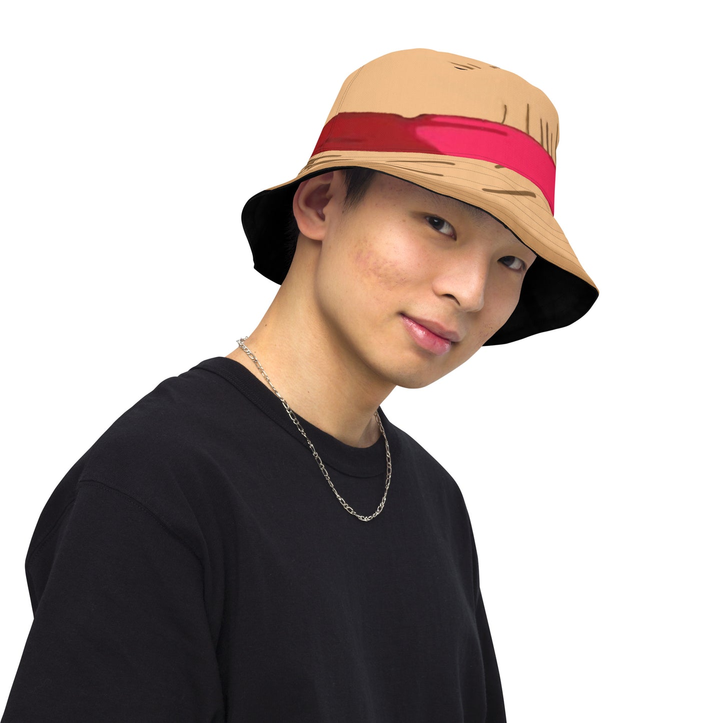 One Piece reversible Bucket hat: Luffy Straw Hat & Red Skull Logo