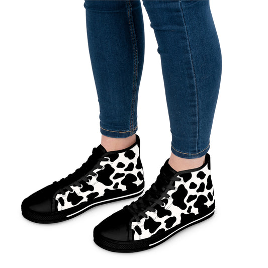 Cow Print Women's High Top Sneakers.