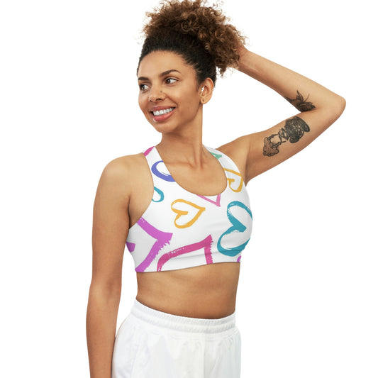 Seamless Valentine’s Day Hearts Sports Bra